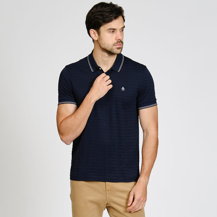 Polo De Algodón Con Línea En Cuello y Mangas