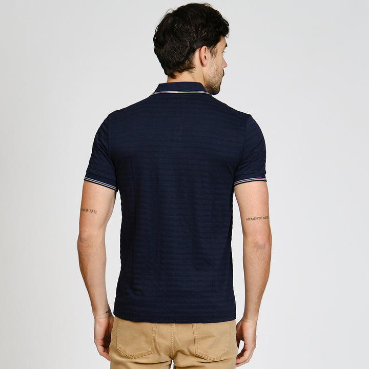 Polo De Algodón Con Línea En Cuello y Mangas