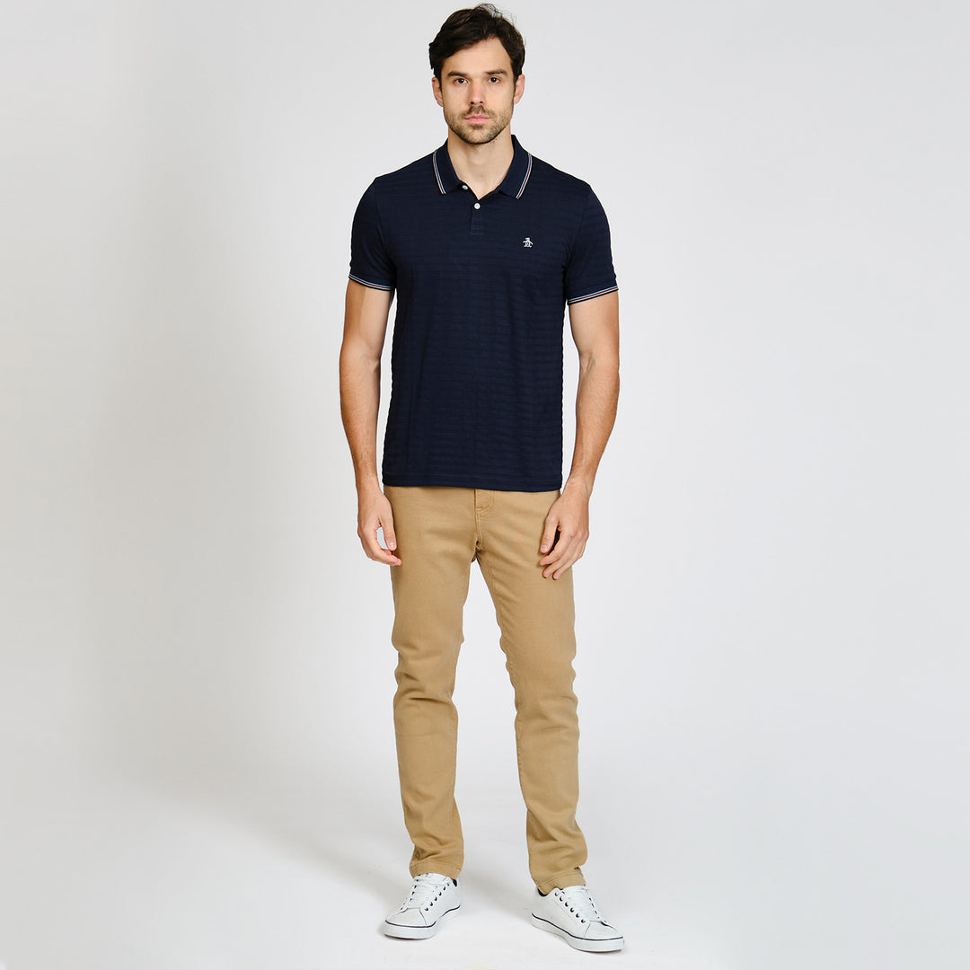 Polo De Algodón Con Línea En Cuello y Mangas