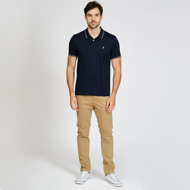 Polo De Algodón Con Línea En Cuello y Mangas