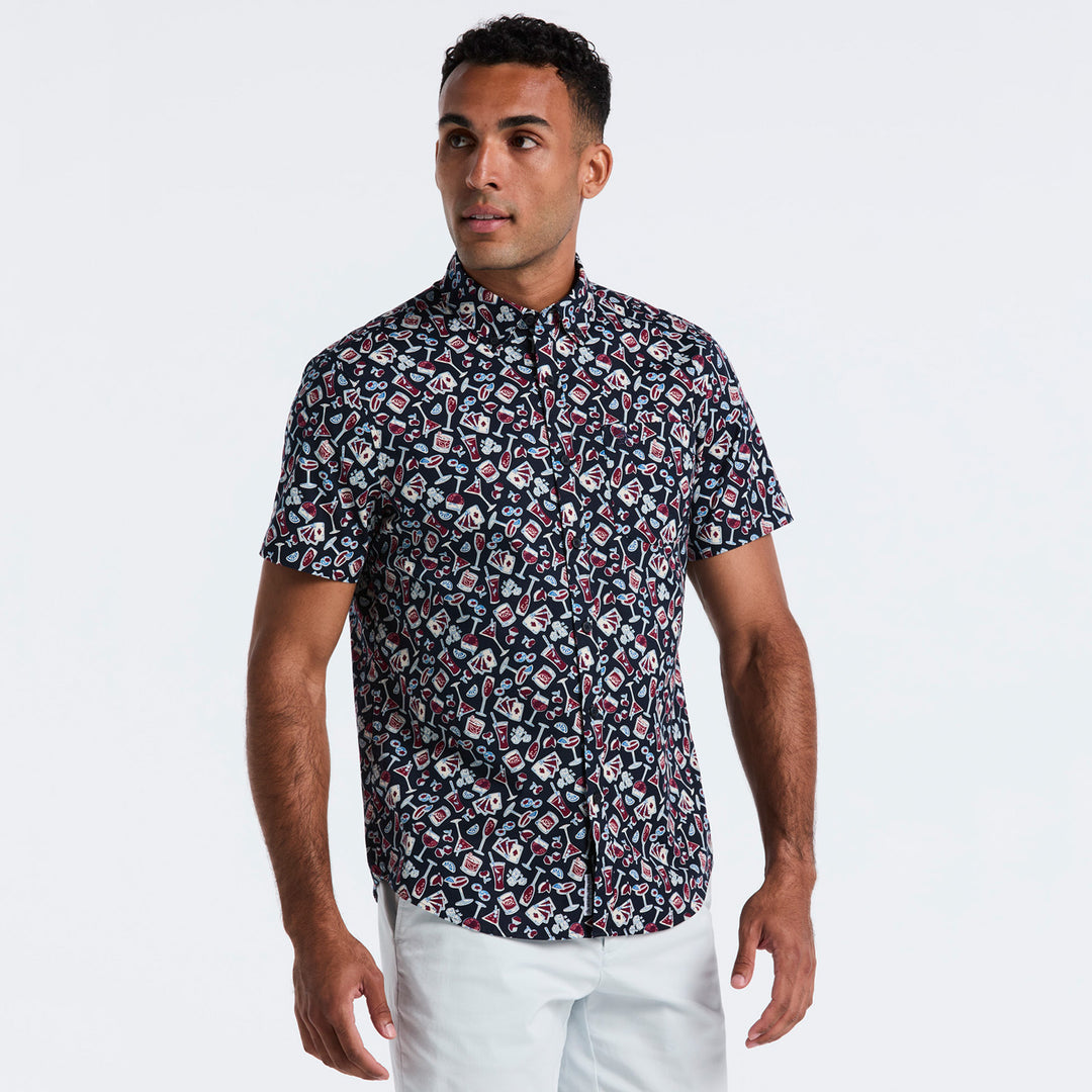 Camisa Manga Corta De Popelina Full Print Drinks