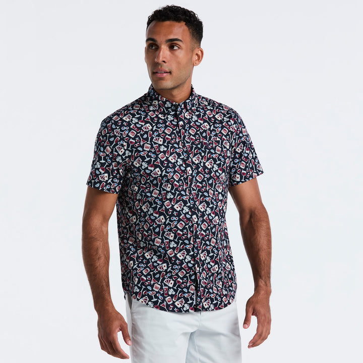 Camisa Manga Corta De Popelina Full Print Drinks