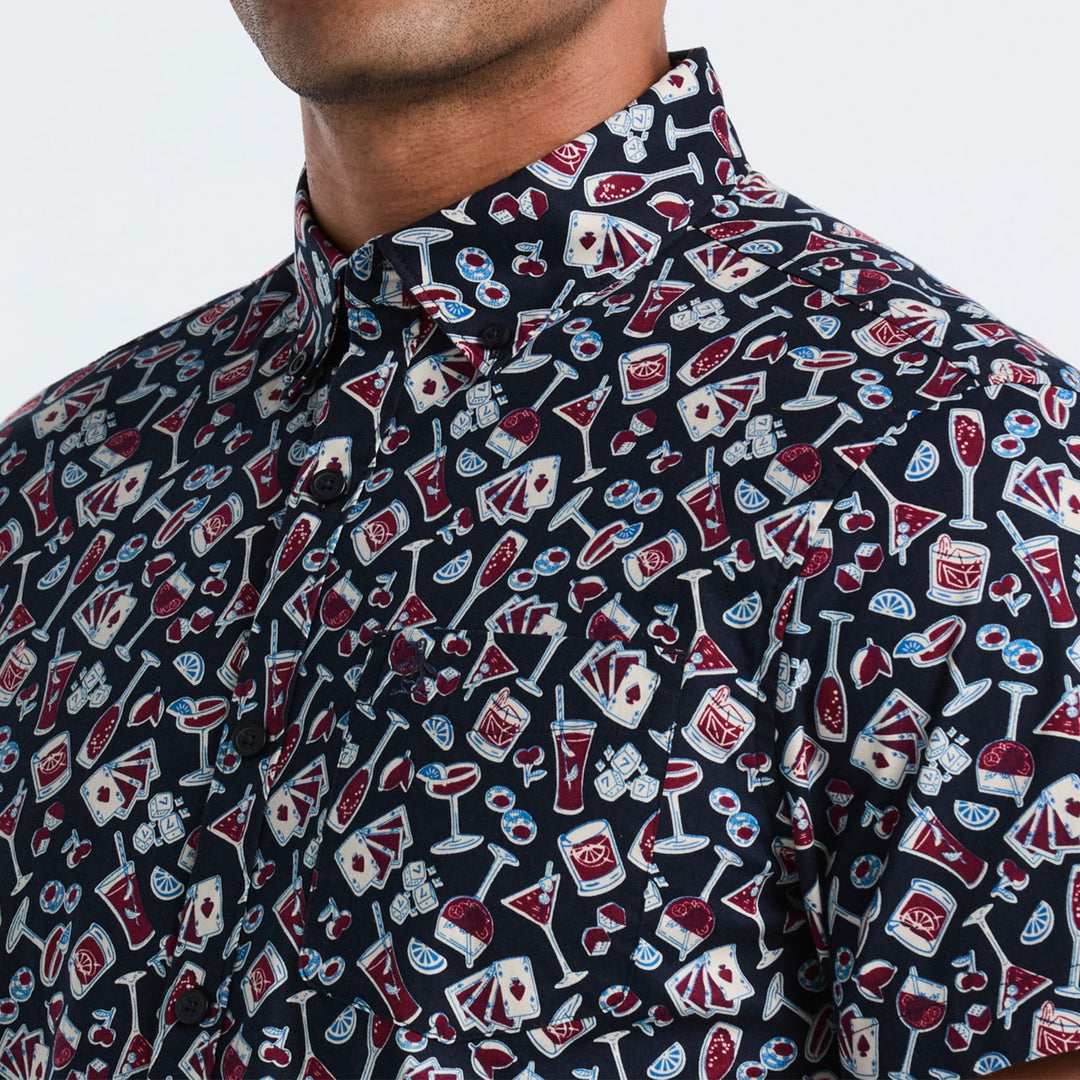 Camisa Manga Corta De Popelina Full Print Drinks