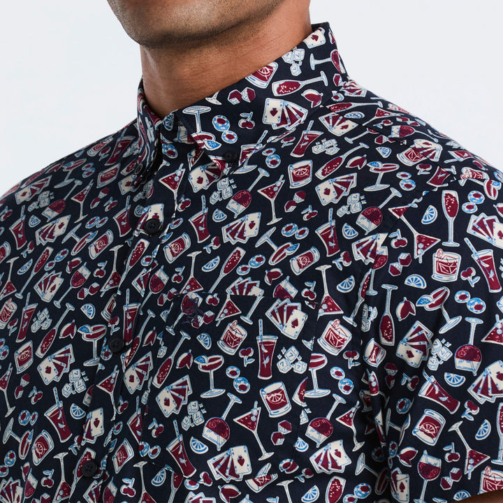 Camisa Manga Corta De Popelina Full Print Drinks