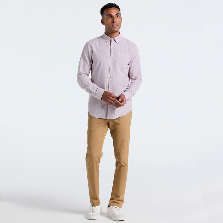 Camisa Manga Larga De Algodón Oxford A Rayas