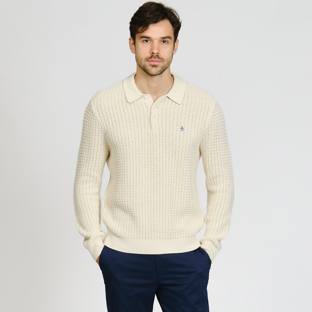 Polo De Manga Larga Con Puntada Zigzag