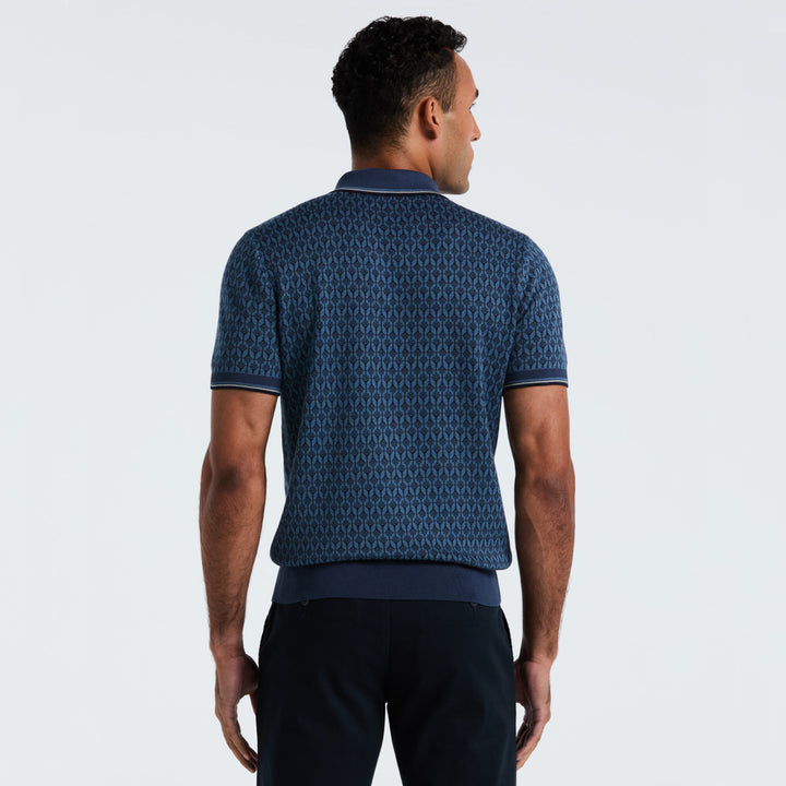 Polo De Algodón Con Jacquard Geo Y Cierre 1/4