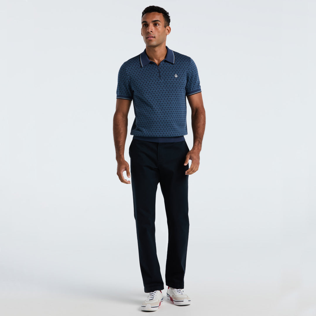 Polo De Algodón Con Jacquard Geo Y Cierre 1/4