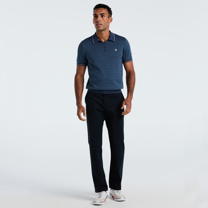 Polo De Algodón Con Jacquard Geo Y Cierre 1/4