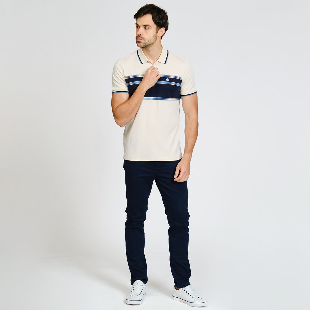 Polo De Algodón Con Franja En Pecho