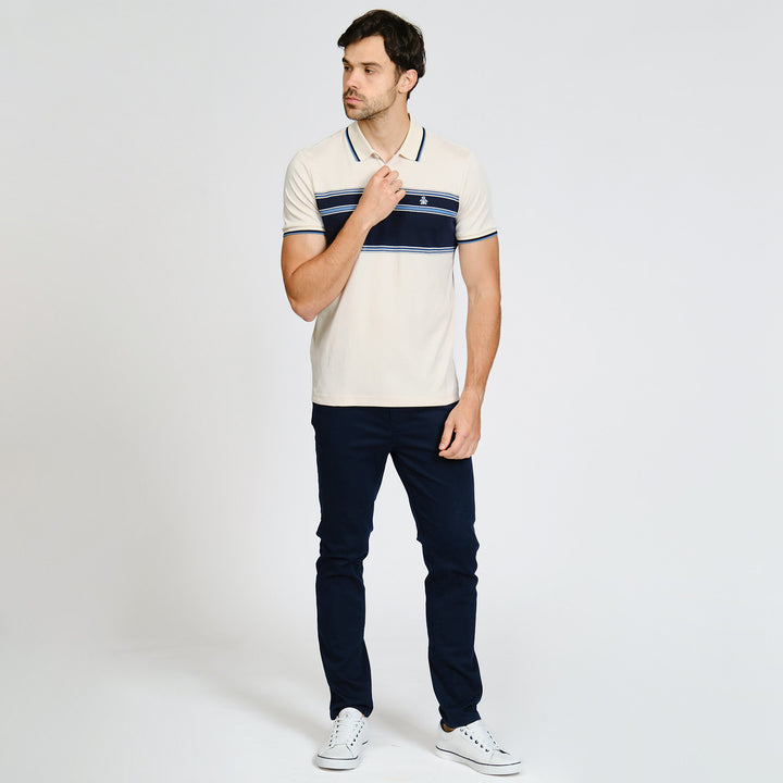 Polo De Algodón Con Franja En Pecho