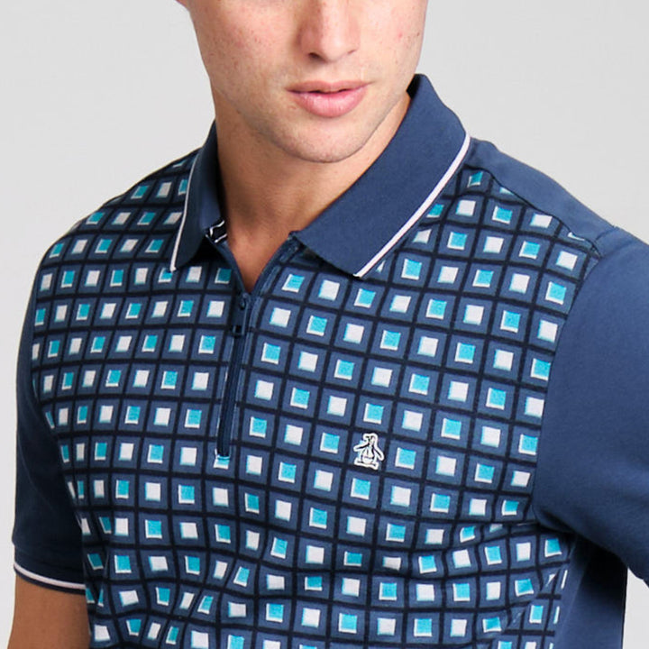 Polo De Algodón Con Jacquard Frontal Y Cierre 1/4