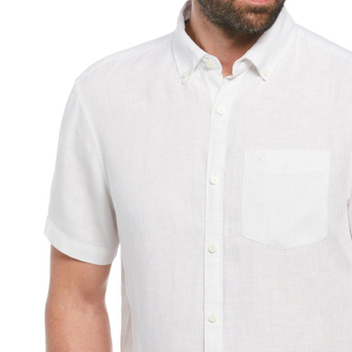Camisa Manga Corta Lino Delave Con Bolsillo - Original Penguin México