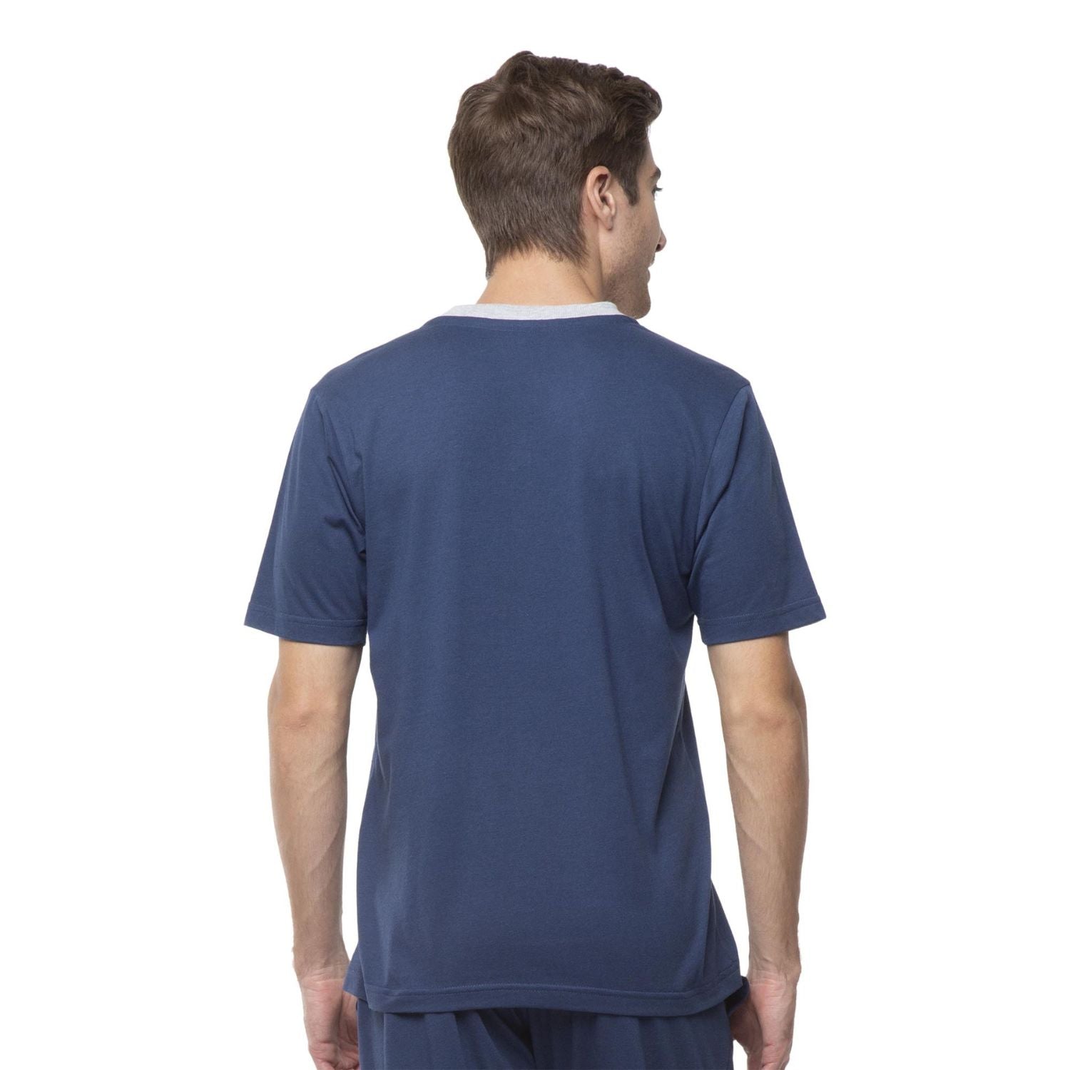 Playera azul marino online cuello v