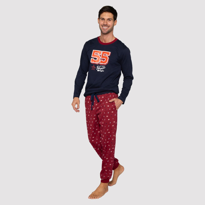Pijama Set Playera Manga Larga Pantalon En Chifon Estampado