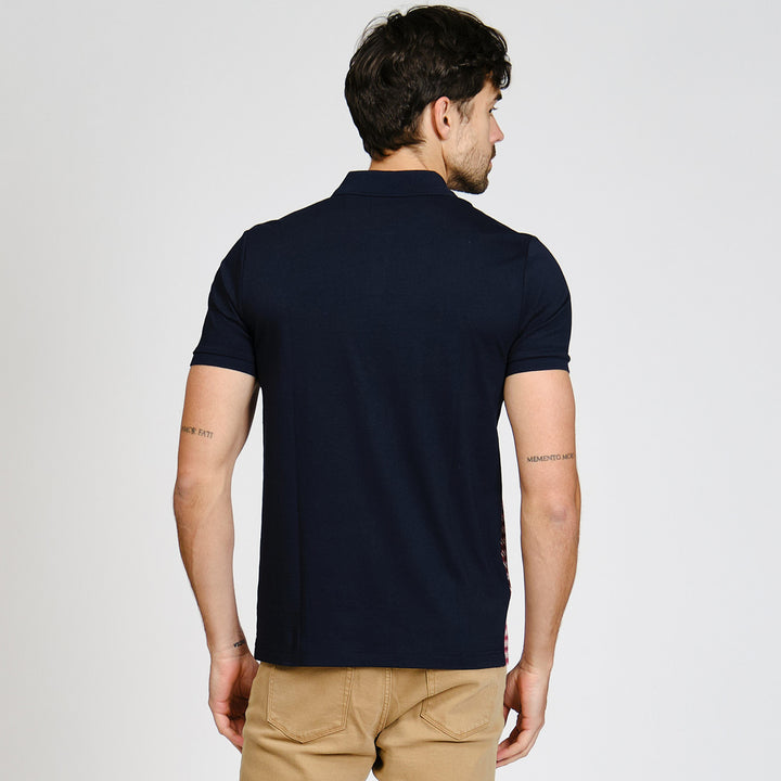 Polo De Algodón Con Jacquard Frontal zigzag