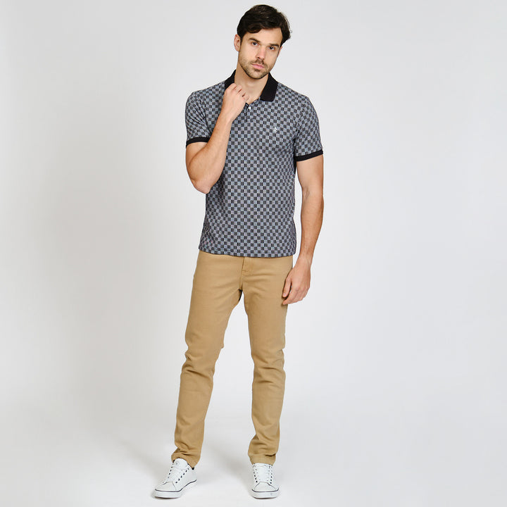 Polo De Algodón Con Jacquard A Cuadros