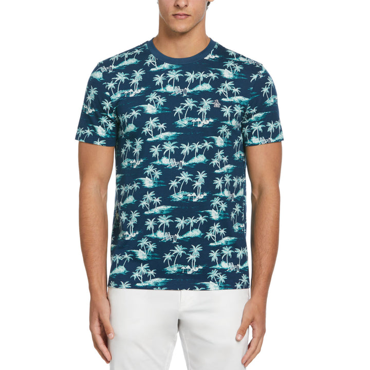 Playera De Algodón Con Estampado De Isla