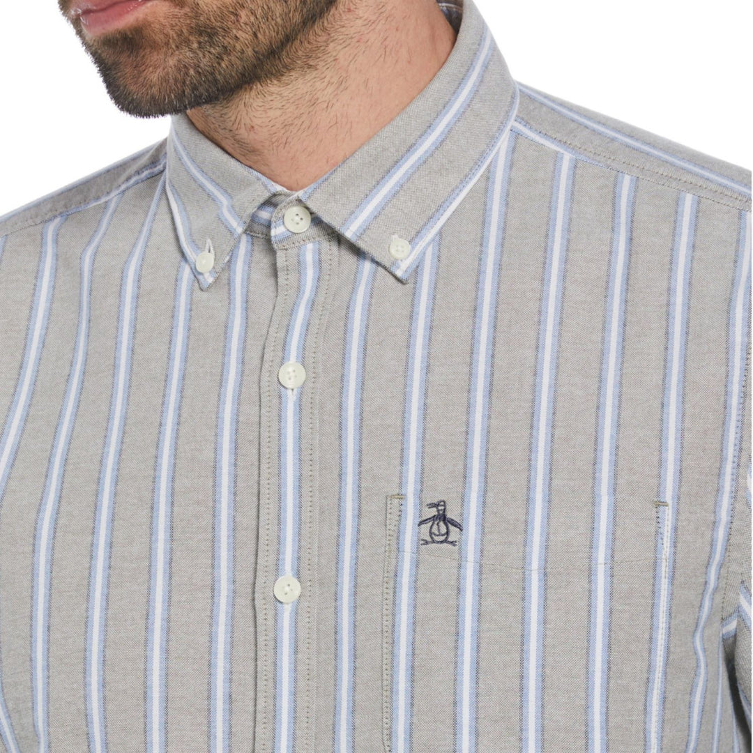 Camisa Manga Larga Oxford A Lineas Verticales