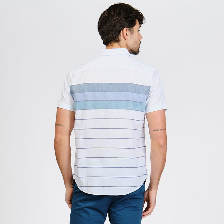 Camisa Manga Corta De Popelina Con Franja En Pecho