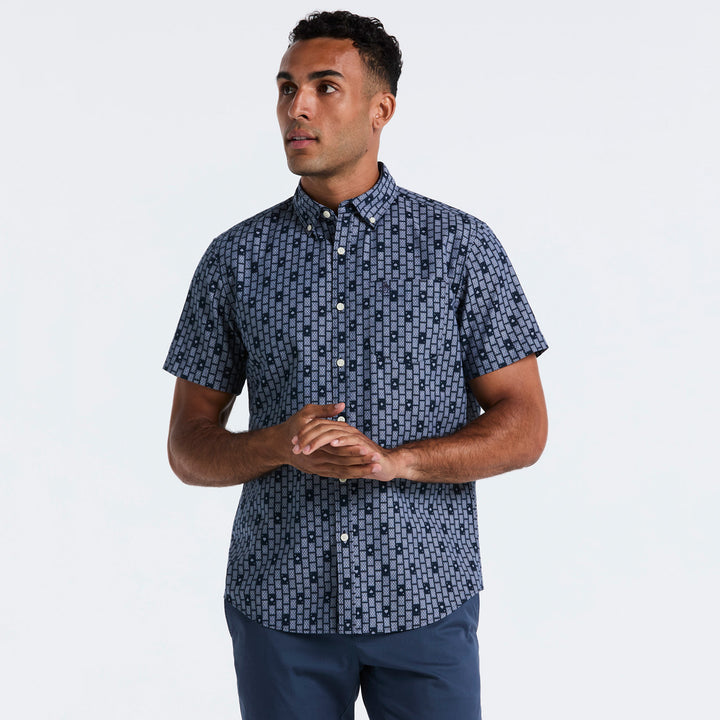 Camisa Manga Corta De Cambray Con Full Print Cards