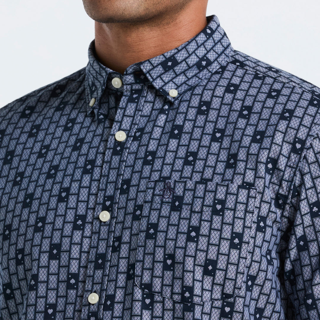 Camisa Manga Corta De Cambray Con Full Print Cards