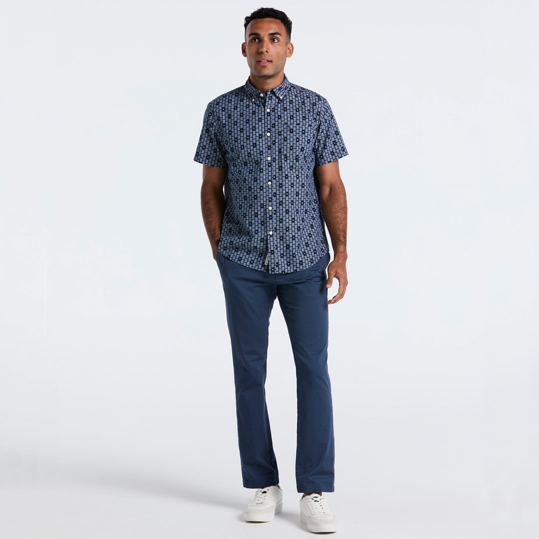 Camisa Manga Corta De Cambray Con Full Print Cards