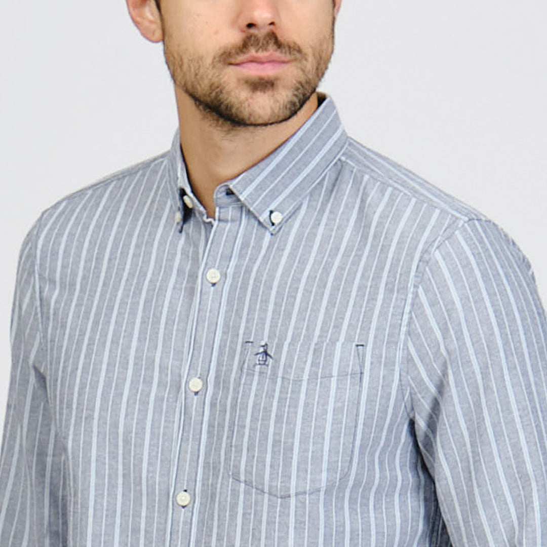 Camisa Manga Larga Oxford A Rayas Verticales