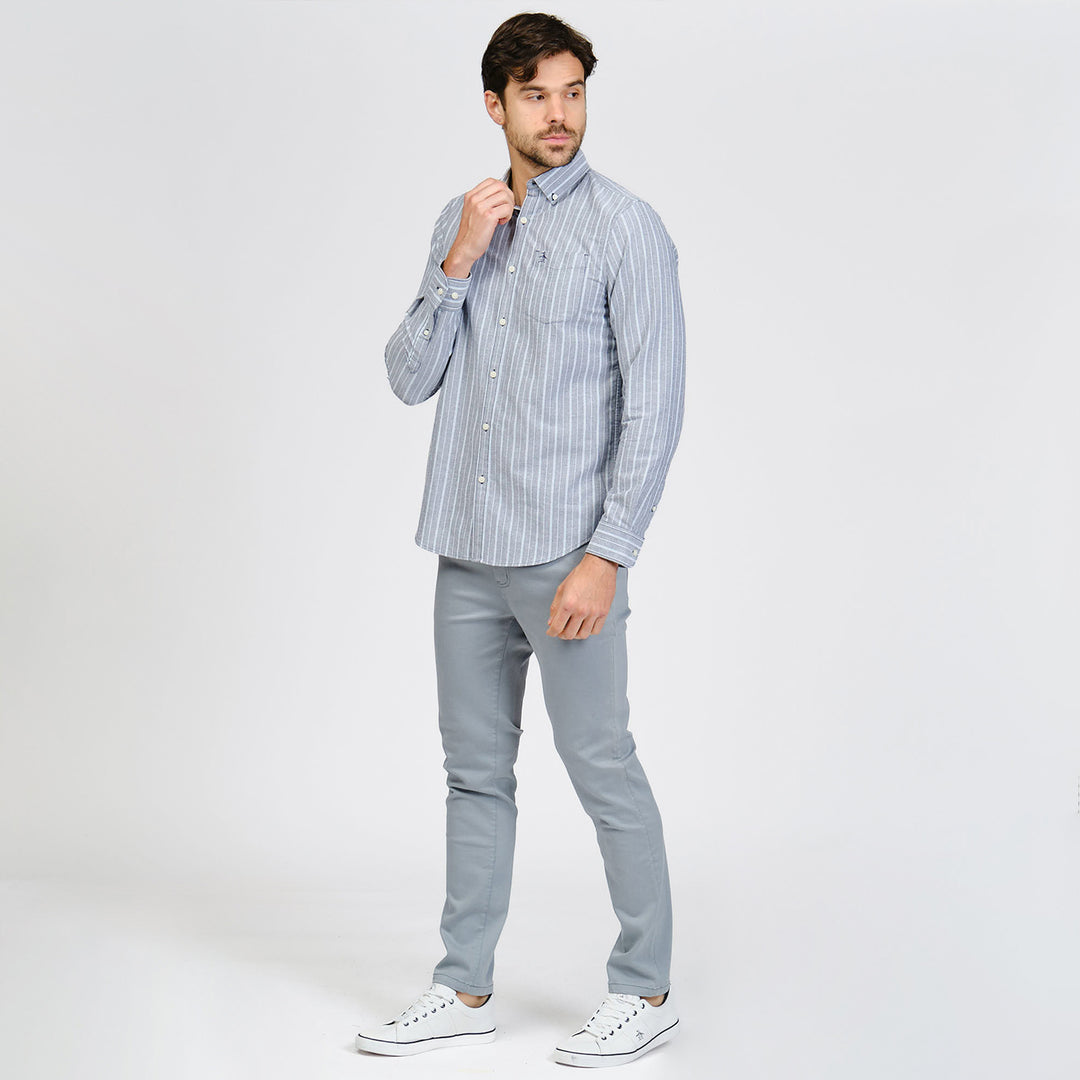 Camisa Manga Larga Oxford A Rayas Verticales