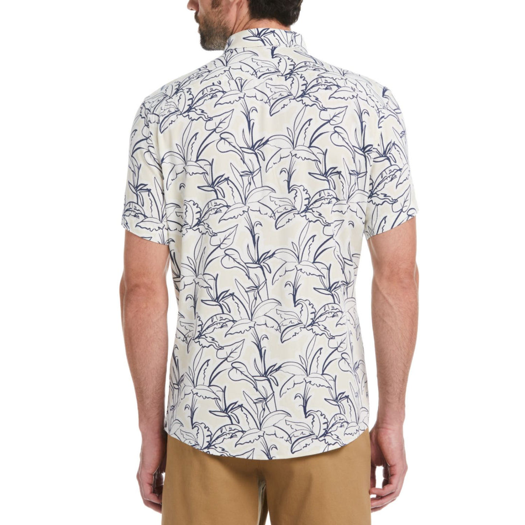 Camisa Manga Corta De Viiscosa Con Estampado De Palmeras