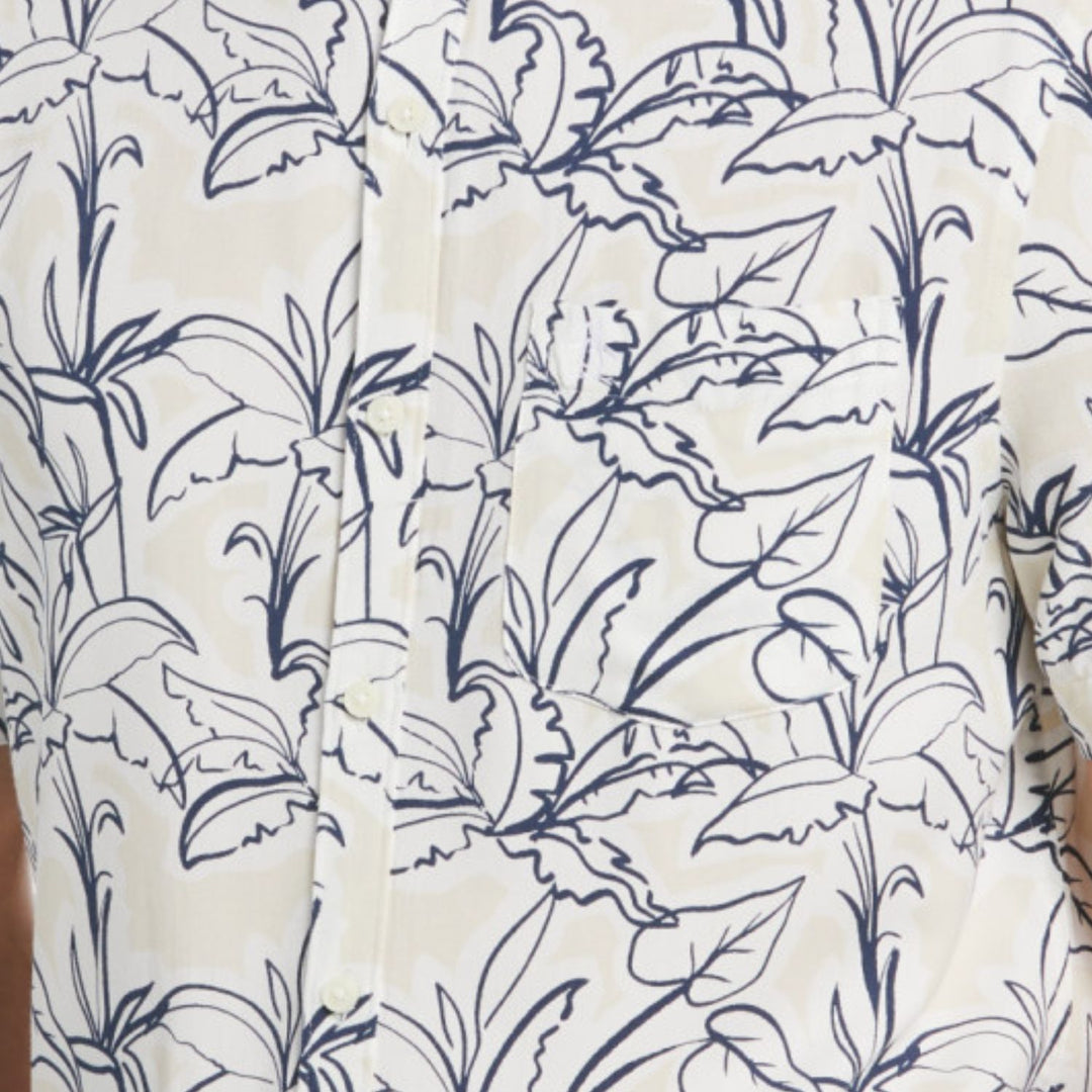 Camisa Manga Corta De Viiscosa Con Estampado De Palmeras