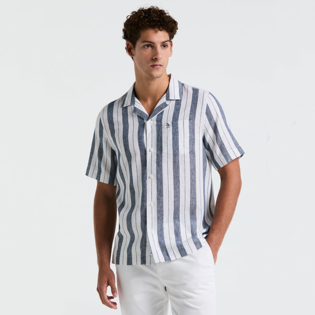 Camisa Manga Corta En Lineas Verticales