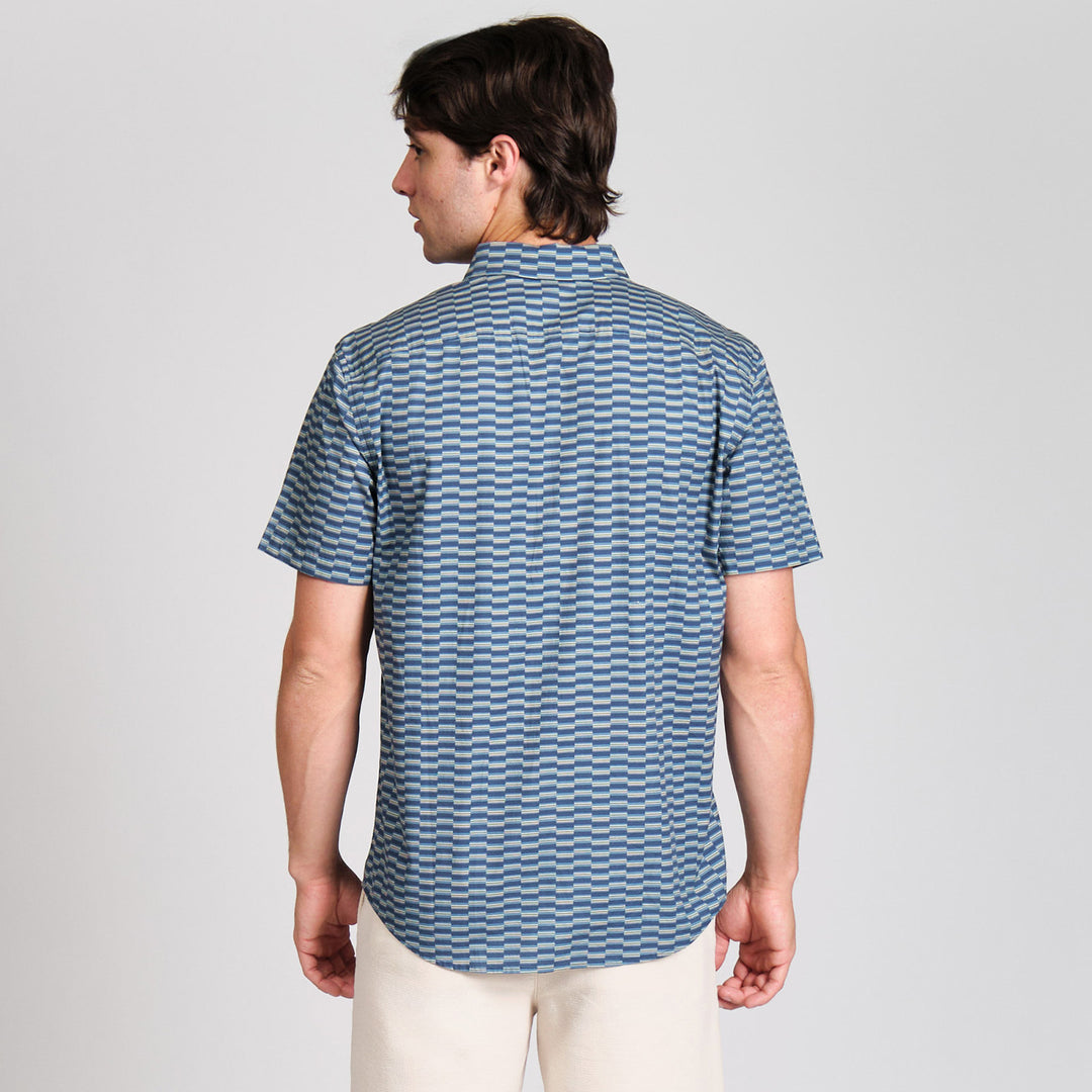 Camisa Manga Corta Stretch Con Lineas Geo