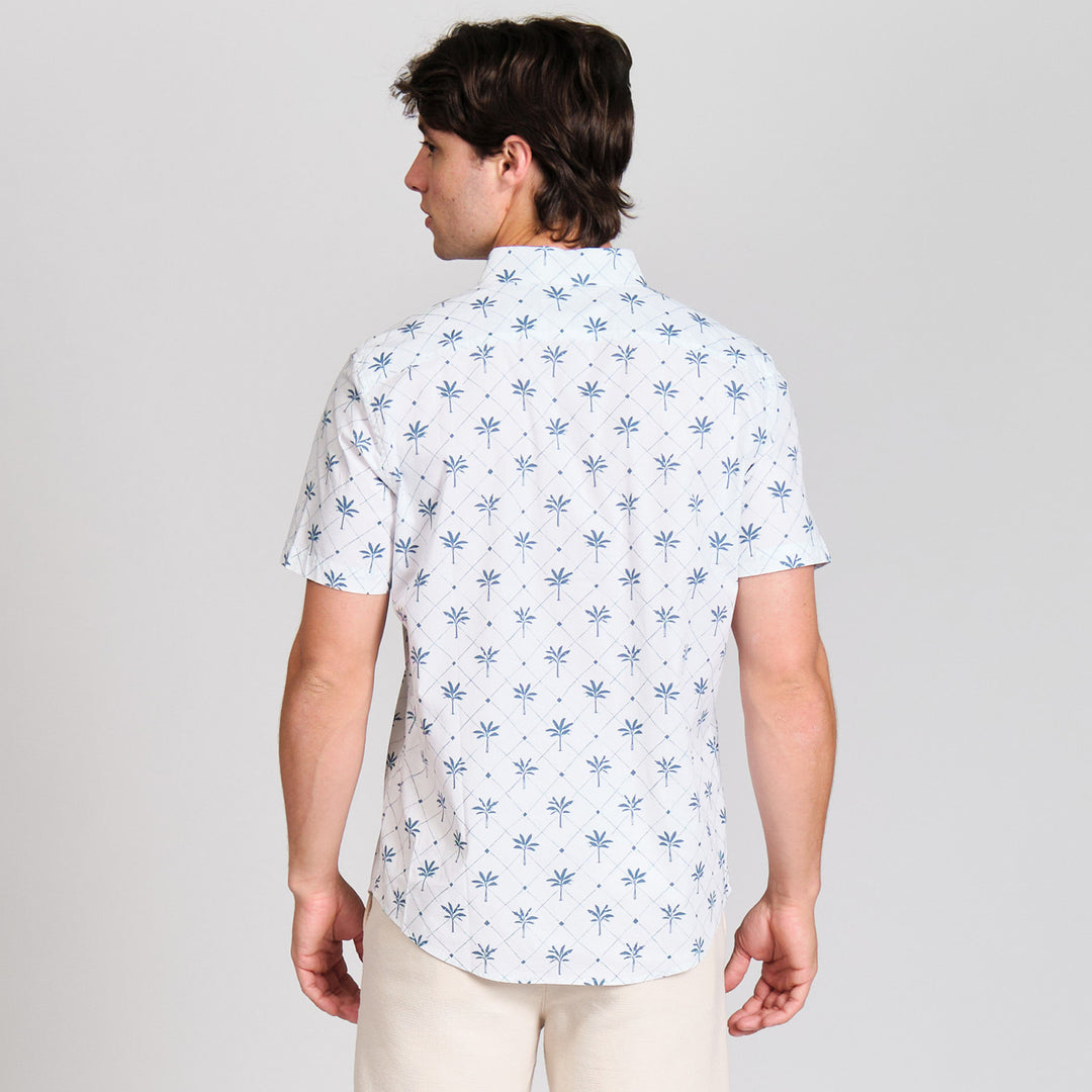 Camisa Manga Corta Stretch Con Pequeños Mosaicos De Palmera