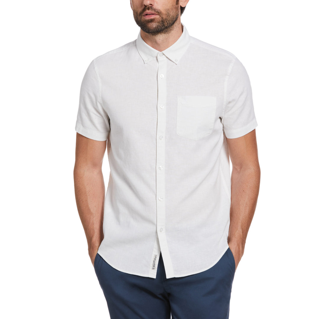Camisa Manga Corta En Mezcla De Lino - Original Penguin México