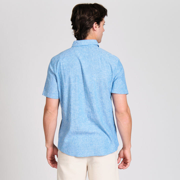 Camisa Manga Corta En Mezcla De Lino