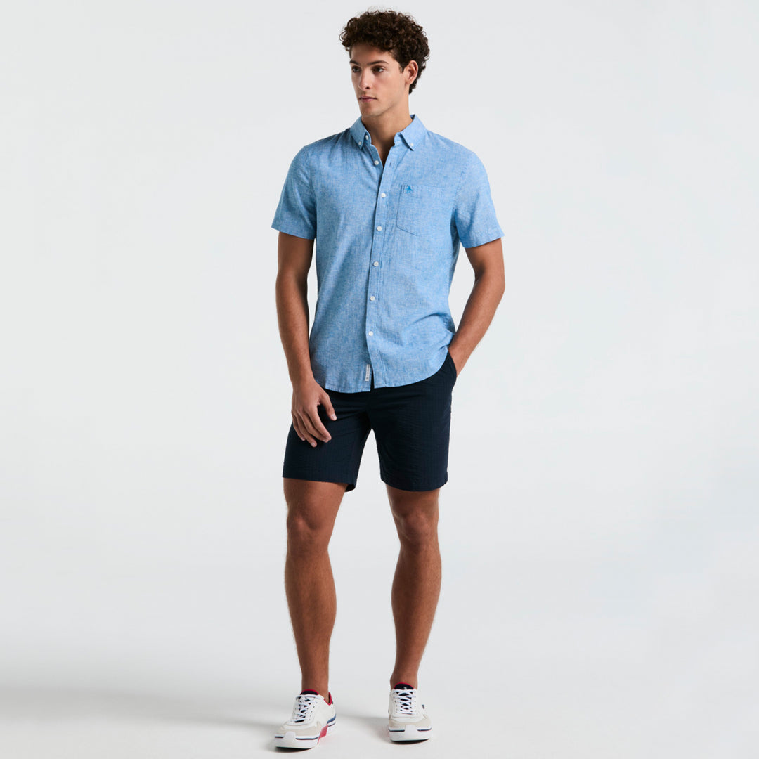 Camisa Manga Corta En Mezcla De Lino