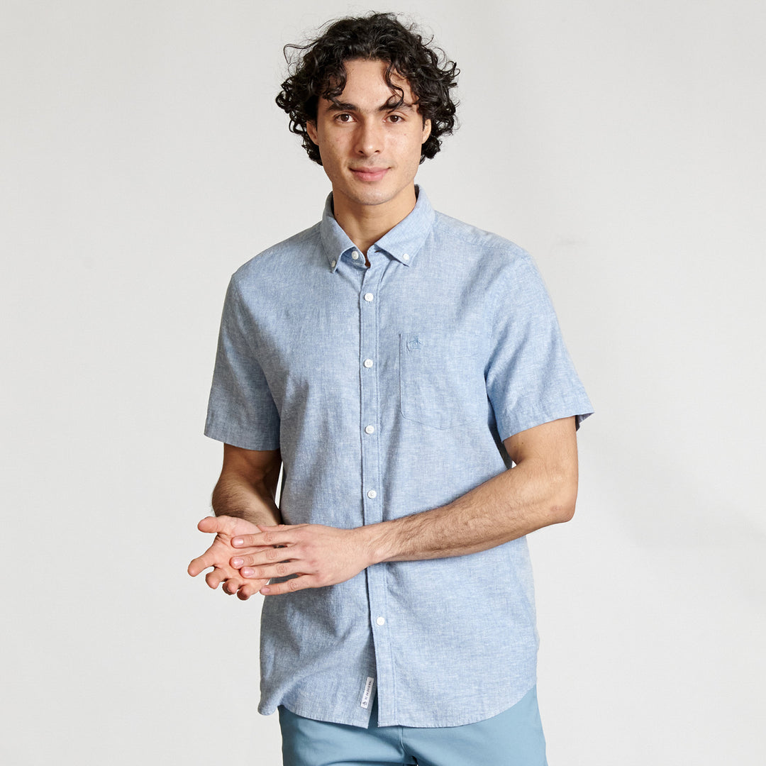 Camisa Manga Corta En Mezcla De Lino - Original Penguin México