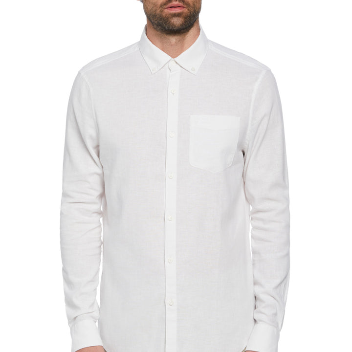 Camisa Manga Larga En Mezcla De Lino - Original Penguin México
