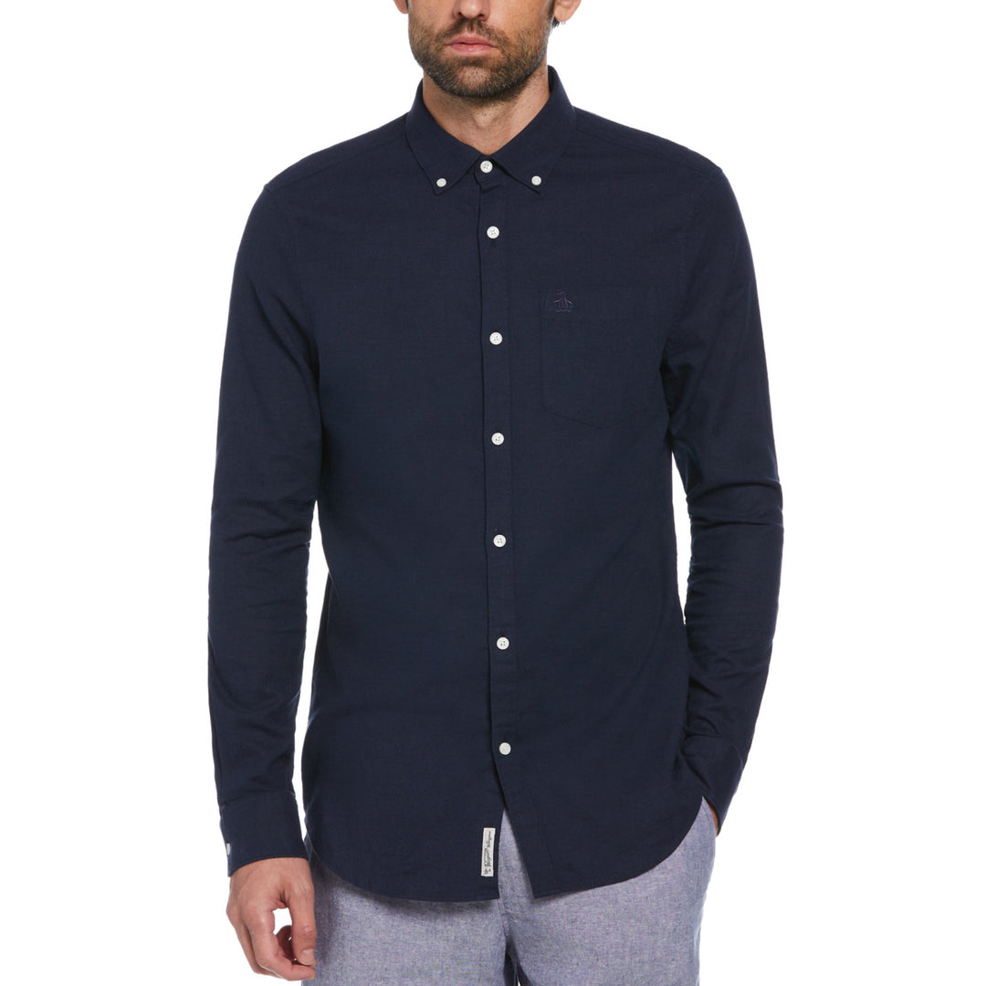 Camisa Manga Larga En Mezcla De Lino - Original Penguin México