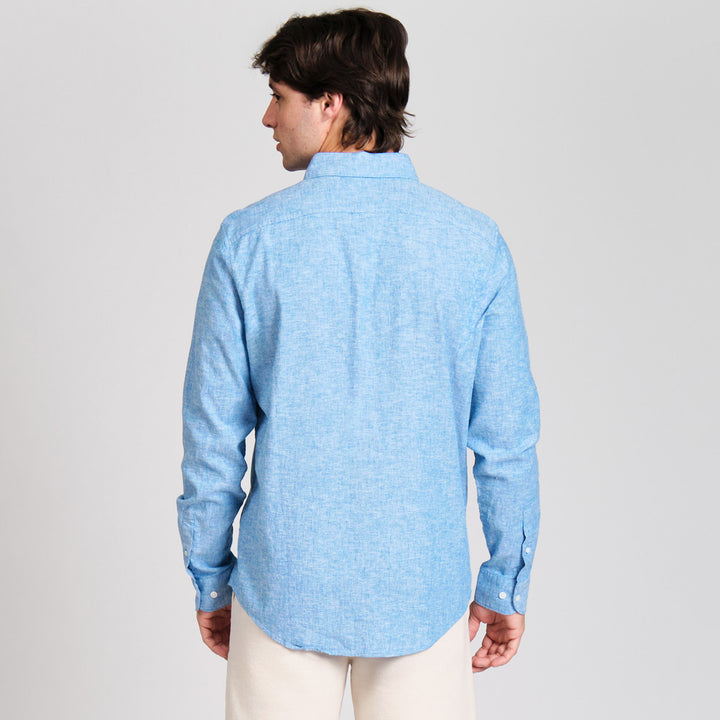 Camisa Manga Larga En Mezcla De Lino