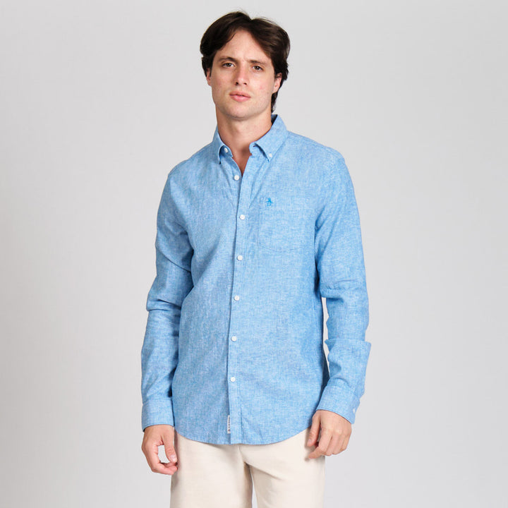 Camisa Manga Larga En Mezcla De Lino