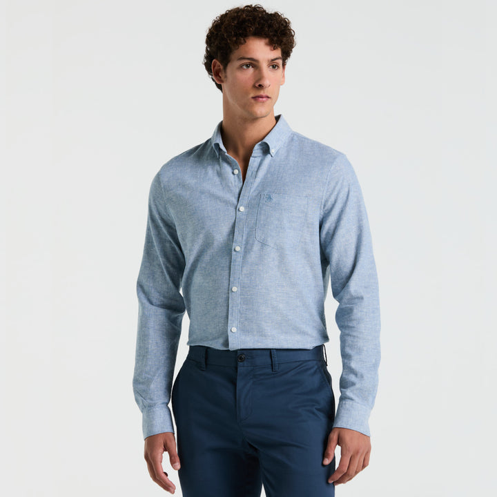Camisa Manga Larga En Mezcla De Lino