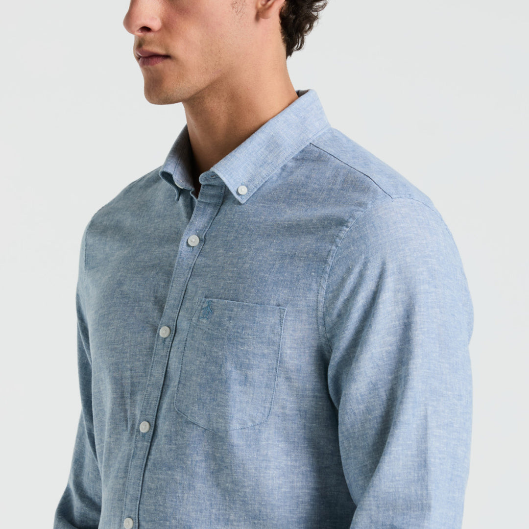 Camisa Manga Larga En Mezcla De Lino
