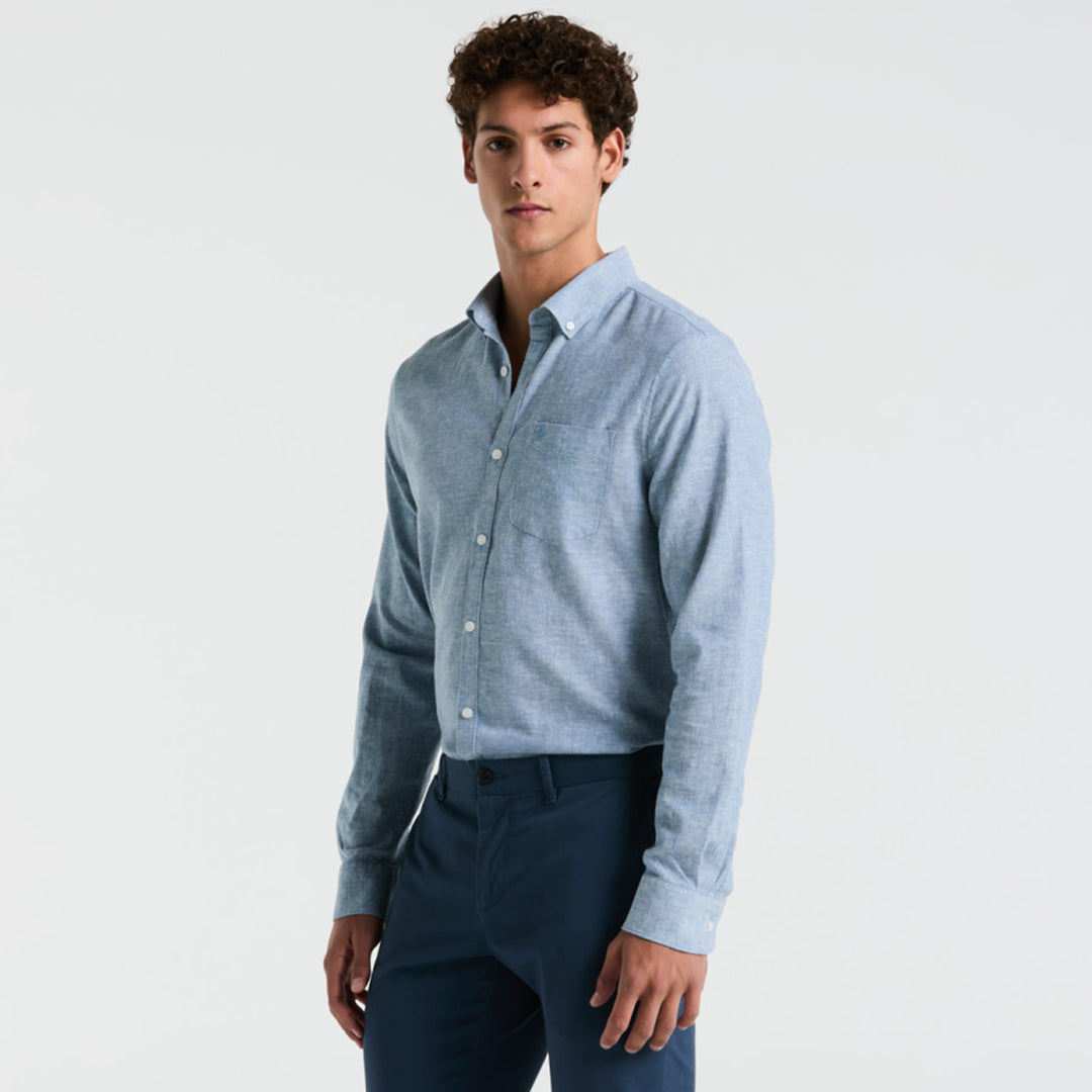 Camisa Manga Larga En Mezcla De Lino