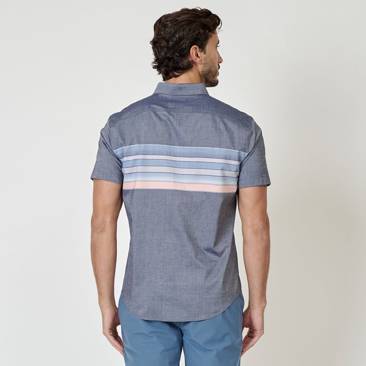 Camisa Manga Corta Con Franja En Pecho