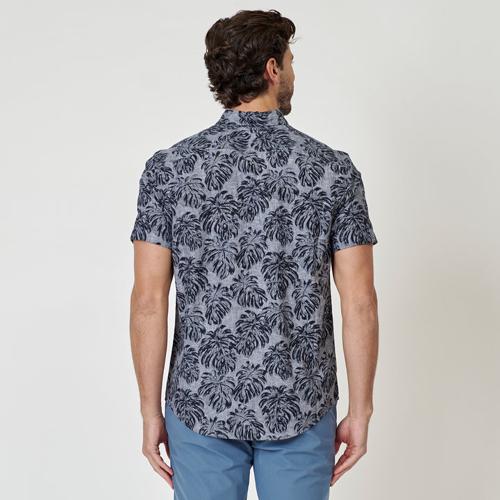 Camisa Manga Corta De Algodón Full Print Monstera