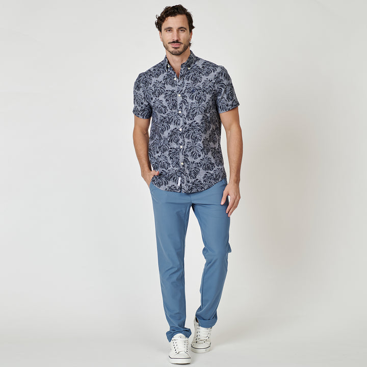 Camisa Manga Corta De Algodón Full Print Monstera