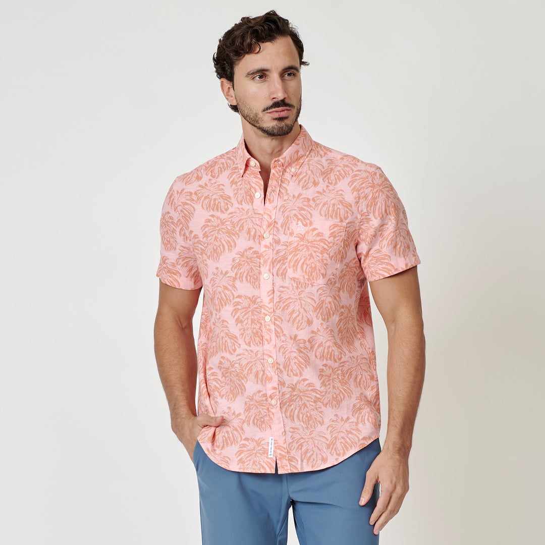 Camisa Manga Corta De Algodón Full Print Monstera