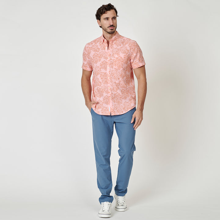 Camisa Manga Corta De Algodón Full Print Monstera